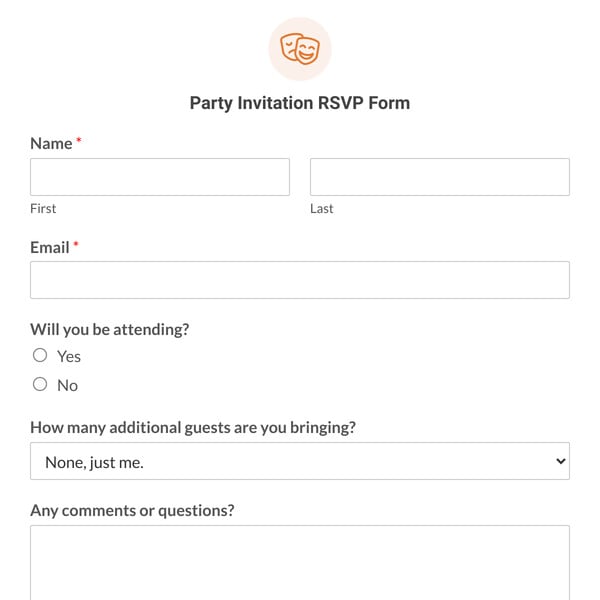 Party Invitation RSVP Form Template