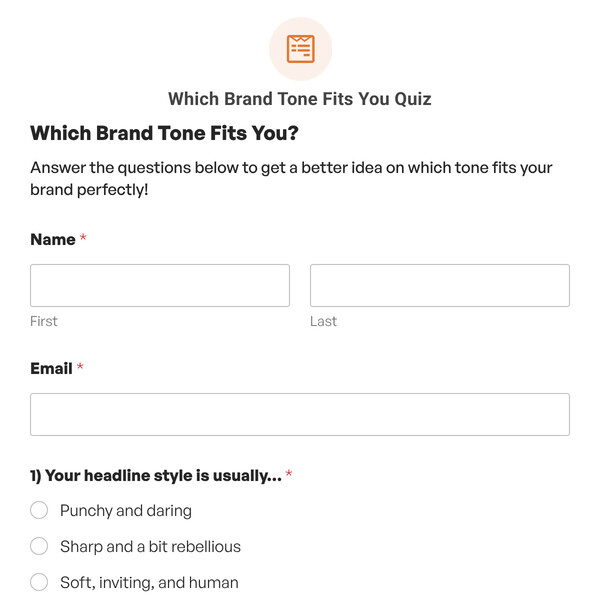 Which Brand Tone Fits You Quiz Template