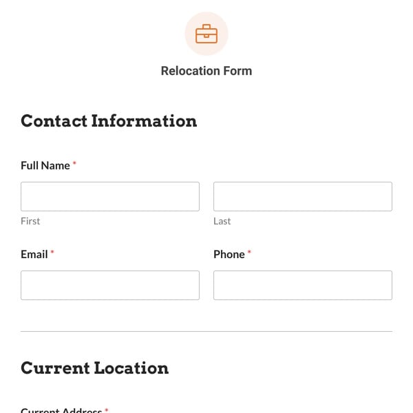 Relocation Form Template