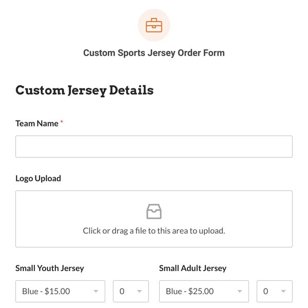 Custom Sports Jersey Order Form Template