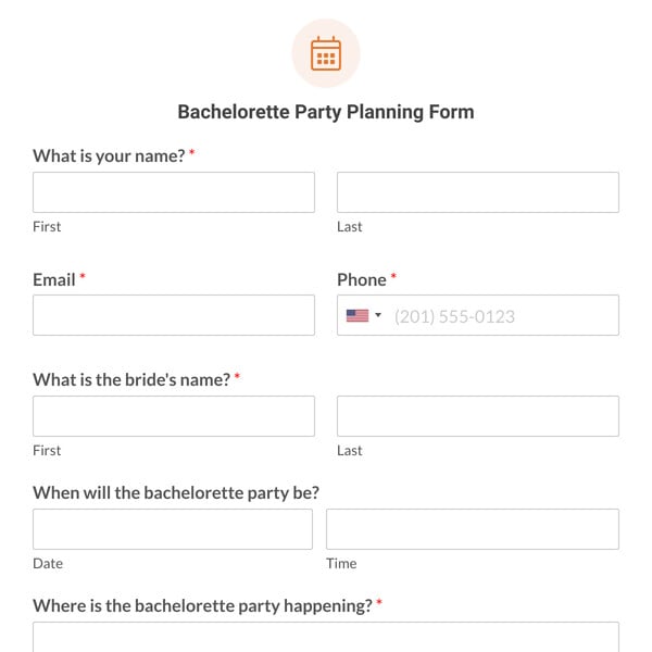 Bachelorette Party Planning Form Template