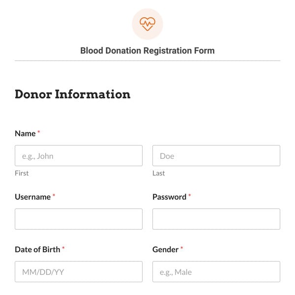 Blood Donation Registration Form Template