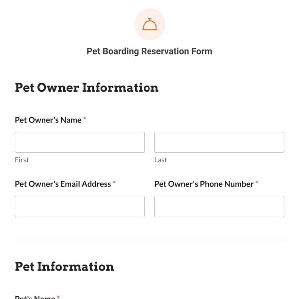 Pet Boarding Reservation Form Template