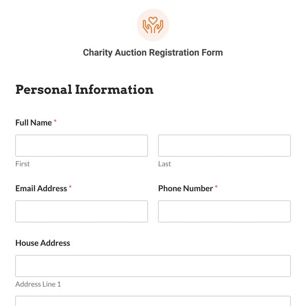 Charity Auction Registration Form Template