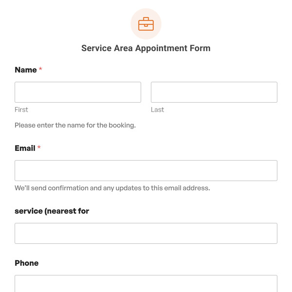 Service Area Appointment Form Template