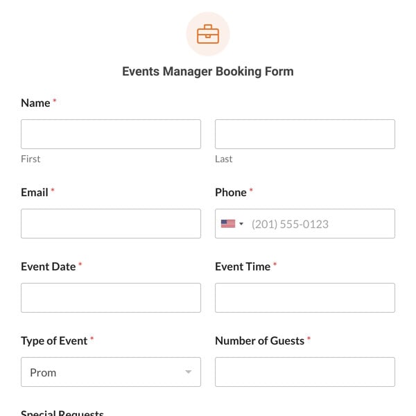 Events Manager Booking Form Template