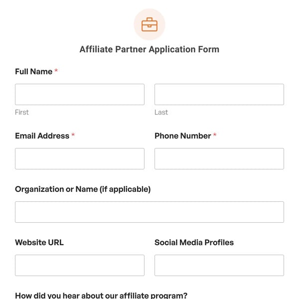 Affiliate Partner Application Form Template