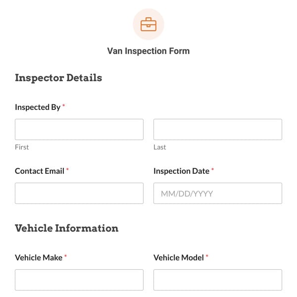 Van Inspection Form Template