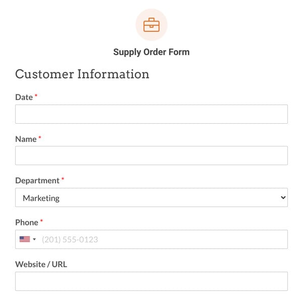 Supply Order Form Template