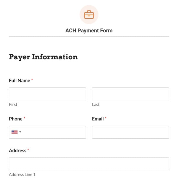 ACH Payment Form Template