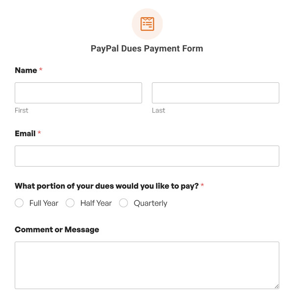 PayPal Dues Payment Form Template