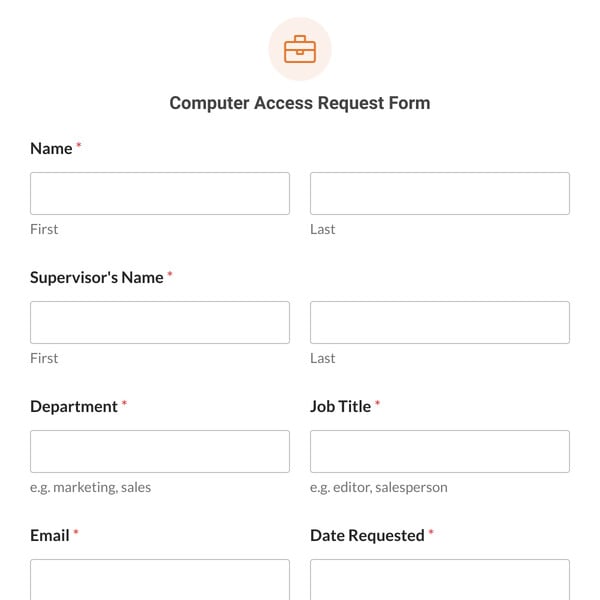 Computer Access Request Form Template
