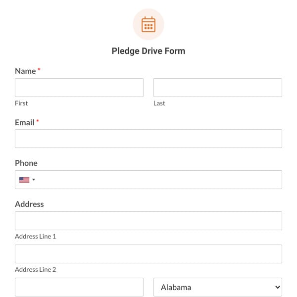 Pledge Drive Form Template