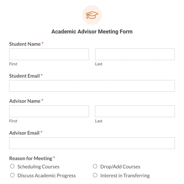 Academic Advisor Meeting Form Template