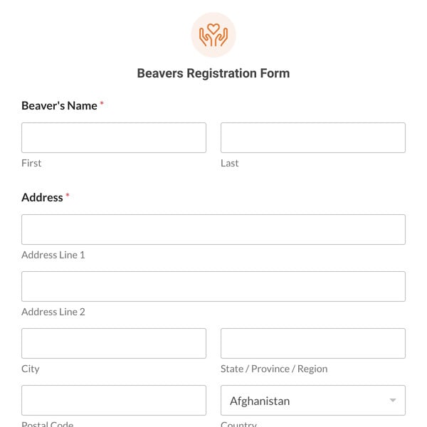 Beavers Registration Form Template