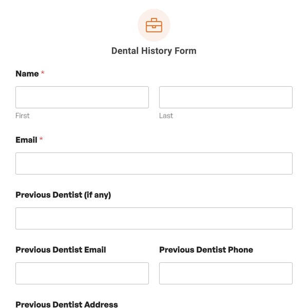 Dental History Form Template