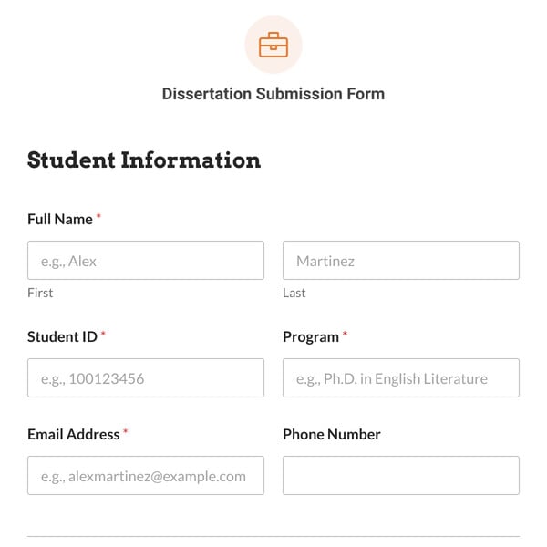 Dissertation Submission Form Template