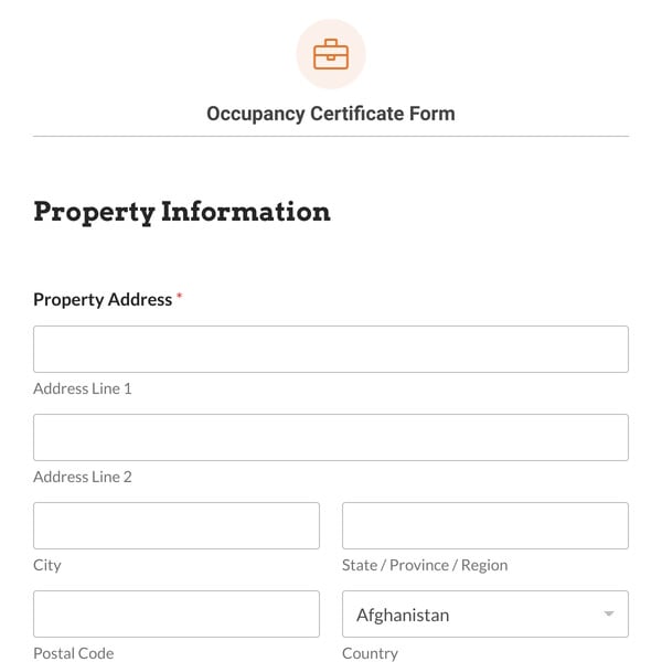 Occupancy Certificate Form Template