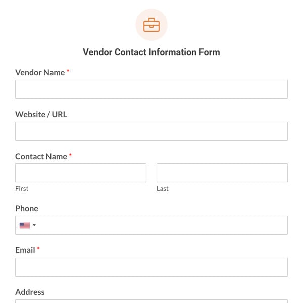 Vendor Contact Information Form Template