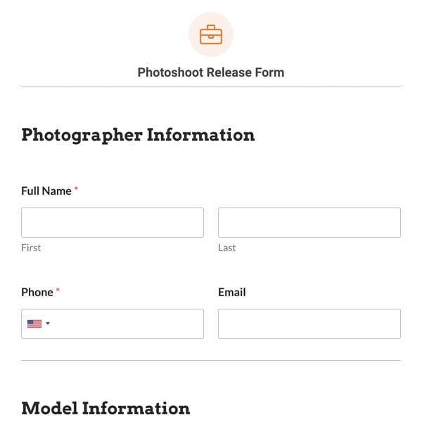 Photoshoot Release Form Template