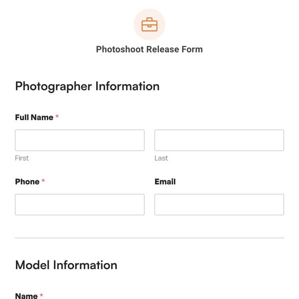 Photoshoot Release Form Template