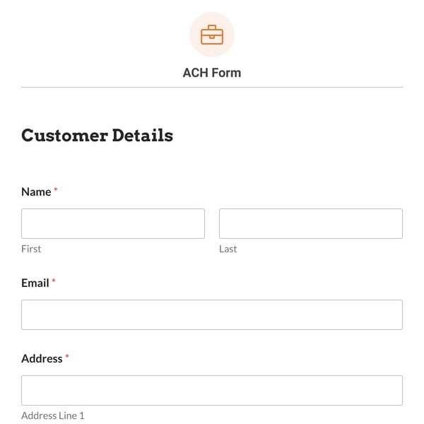 ACH Form Template