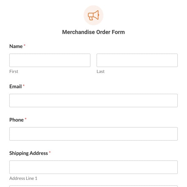 Merchandise Order Form Template
