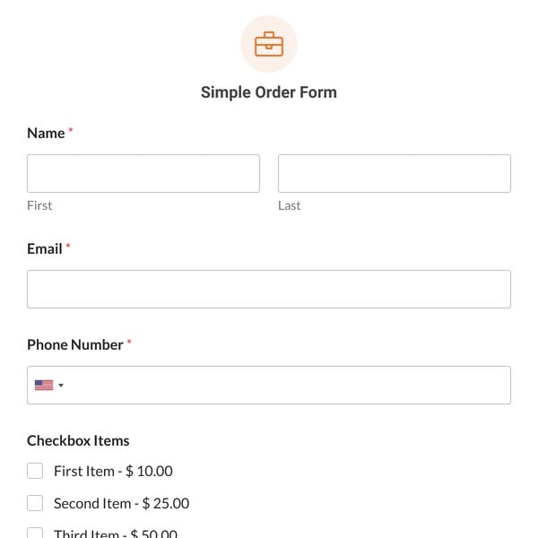 Simple Order Form Template