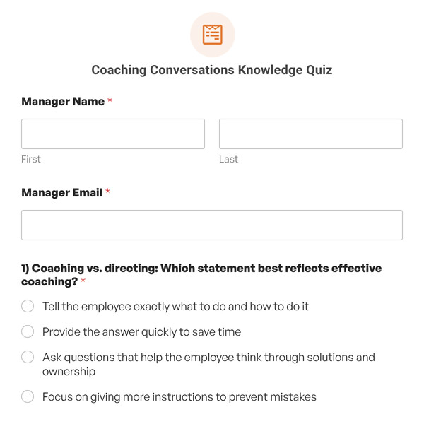 Coaching Conversations Knowledge Quiz Template