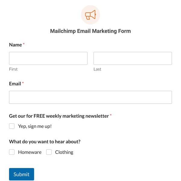 Mailchimp Email Marketing Form Template