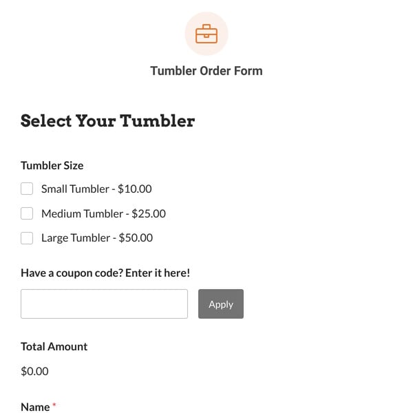 Tumbler Order Form Template