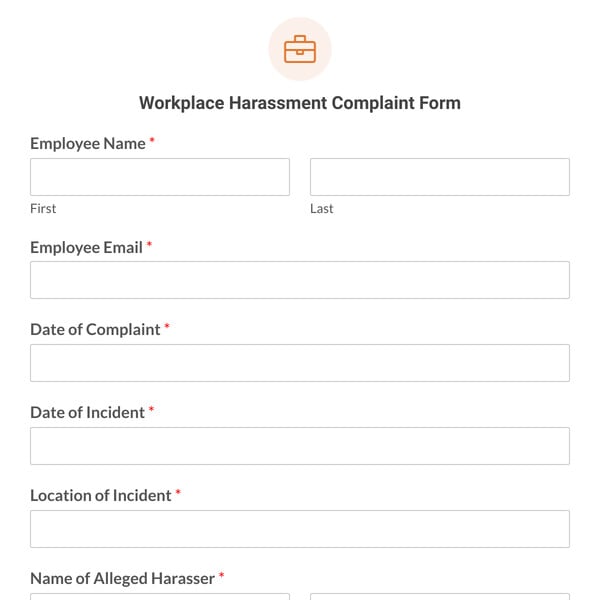 Workplace Harassment Complaint Form Template