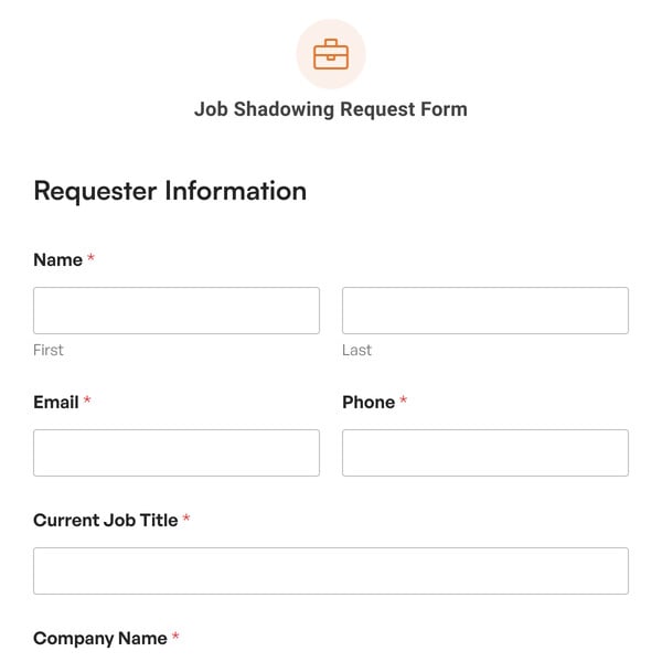 Job Shadowing Request Form Template