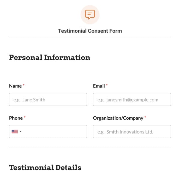 Testimonial Consent Form Template