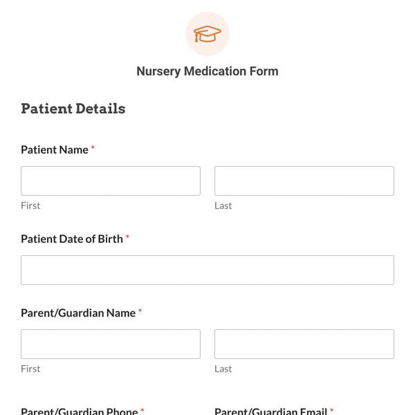 Nursery Medication Form Template