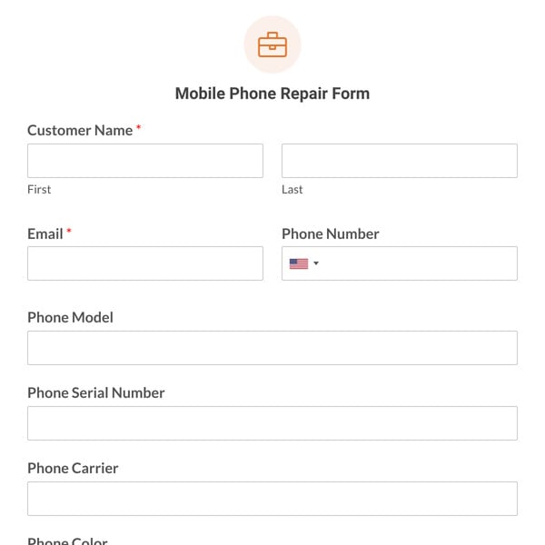 Mobile Phone Repair Form Template