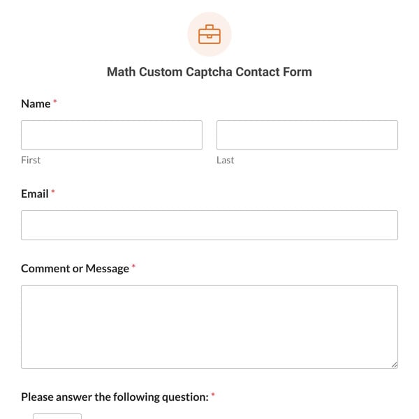 Math Custom Captcha Contact Form Template