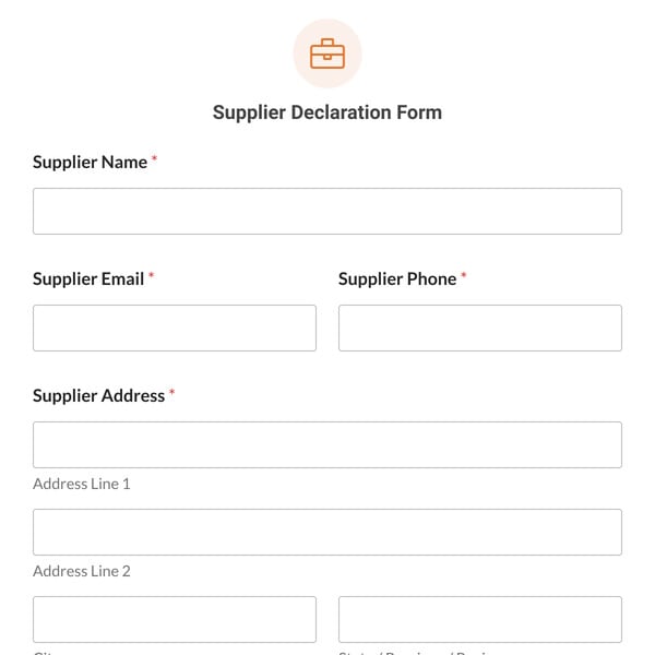 Supplier Declaration Form Template