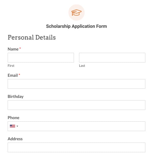 Scholarship Application Form Template