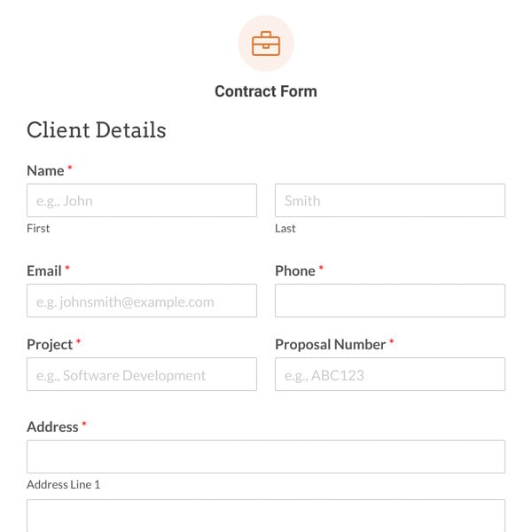 Contract Form Template