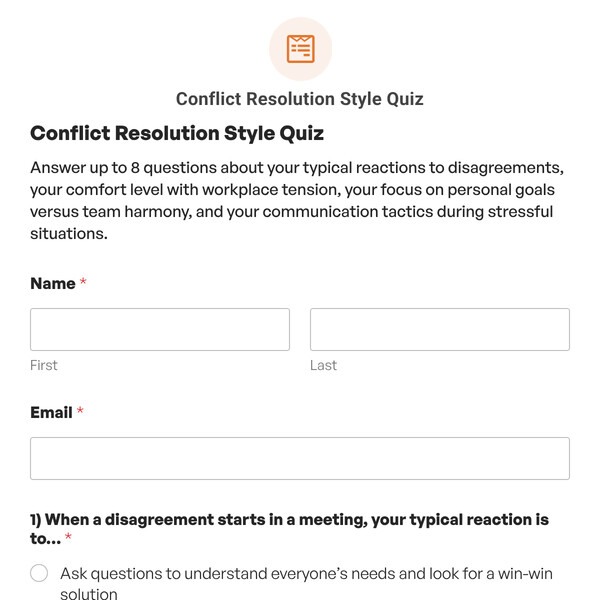 Conflict Resolution Style Quiz Template