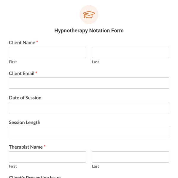 Hypnotherapy Notation Form Template