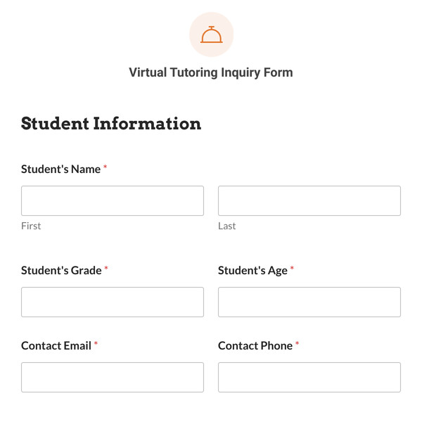 Virtual Tutoring Inquiry Form Template