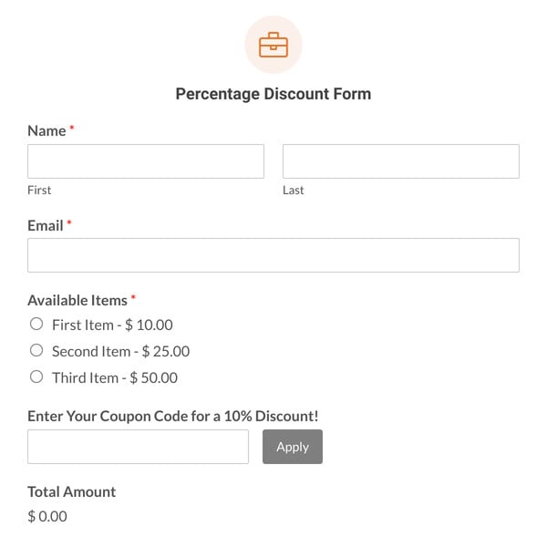 Percentage Discount Form Template