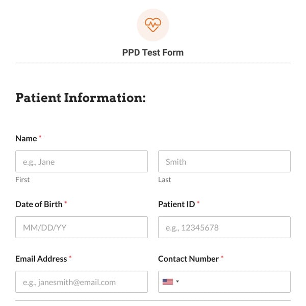 PPD Test Form Template