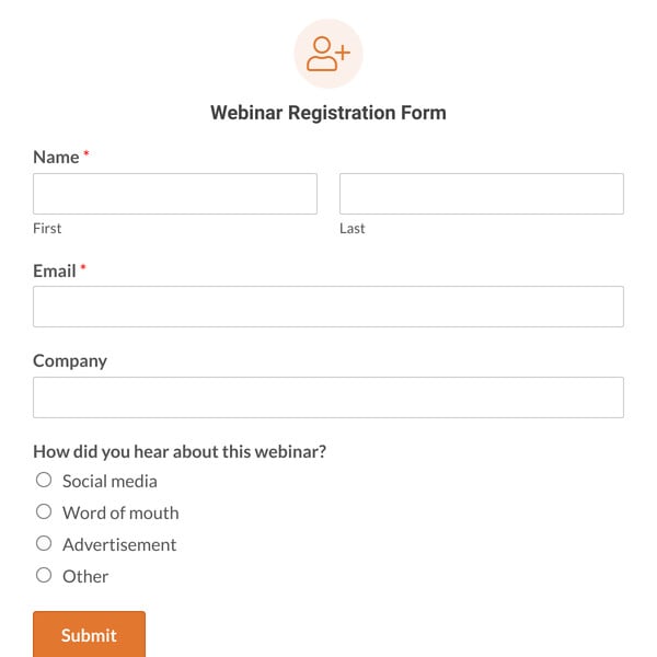 Webinar Registration Form Template
