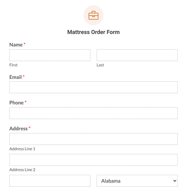 Mattress Order Form Template