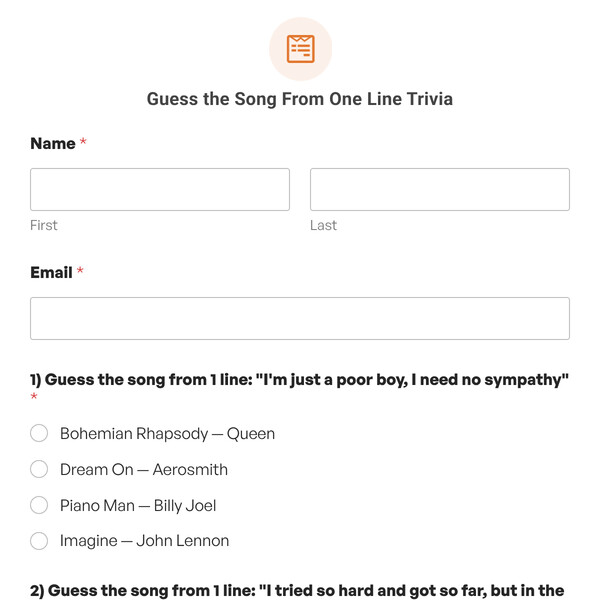 Guess the Song From One Line Trivia Template