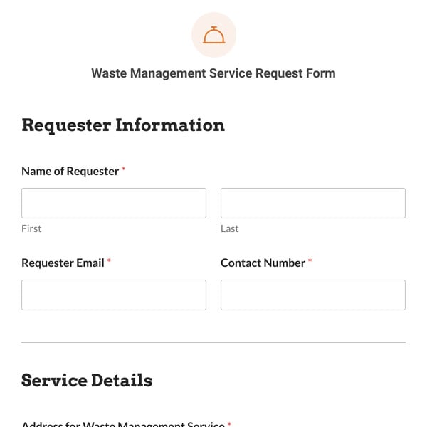 Waste Management Service Request Form Template