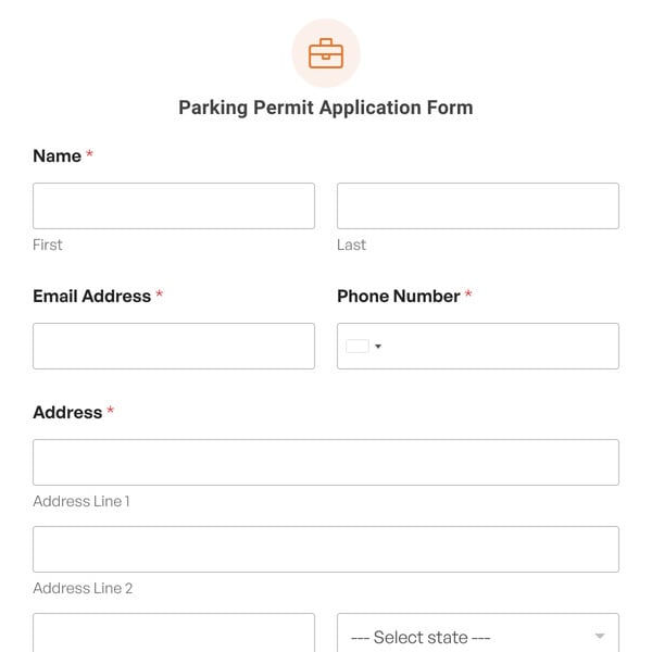 Parking Permit Application Form Template